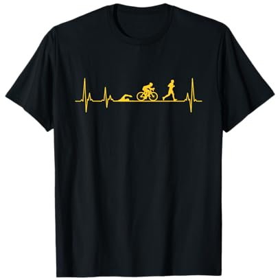 Triathlon Finisher Triathlet Herzschlag Herz EKG T-Shirt