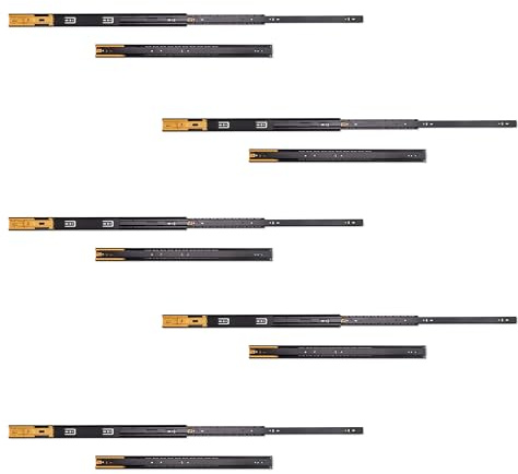 Emuca - Schubladenschienen kugellager 45mmx600mm, Set aus 5 Paar aus schubladenauszug Vollauszug mit dämpfer, Schwarz