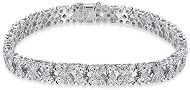 Beydodo Weißgold Armband Damen 750, Tennisarmband Blumen mit Diamant 1.398ct Bettelarmband Armband Hochzeit 18CM