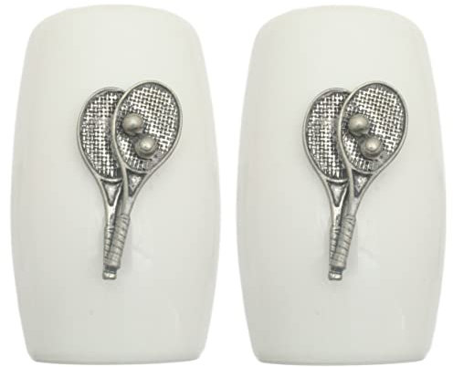 Tennis Racket China Salt and Pepper Shakers Cruet Set Modern White CSP 370