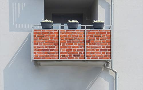 Wallario Balkonverkleidung, Sichtschutz, Windschutz, Meterware nach Maß mit vormontierten Ösen - Motiv Rote Ziegelsteinwand - Backsteine (Grundpreis: 29,95Eur/m)