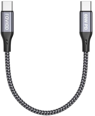 RAVIAD 60W USB C Kabel Kurz 50CM, Schnellladekabel USB C auf USB C Kabel | Nylon Geflochten Ladekabel USB C auf USBC für iPhone 17 16 15 Pro Max, Samsung Galaxy S26 S25, MacBook Air, iPad Pro