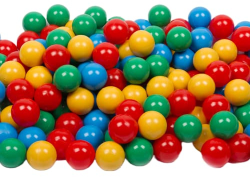 MISIOO Palline da bagno per palline, 500 pezzi, multicolore, diametro 6 cm, palline di plastica realizzate in 100% LDPE, giocattolo per bambini, rosso, verde, blu, giallo