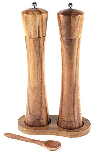Hanseküche Molinillo de sal y pimienta (25 cm) – Molinillo de especias con mecanismo de cerámica – Juego compuesto por pimienta y molinillo de sal