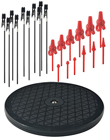 Magicrose 7.5 Round Heavy Duty Swivel Rotating Stand with 22 PCS Clip Sticks Spray Paint Clamps Airbrush Holder Clamp Model Making Tool, Painting Stand BaseGundam Model Hobby Modeling DIY Card Photo
