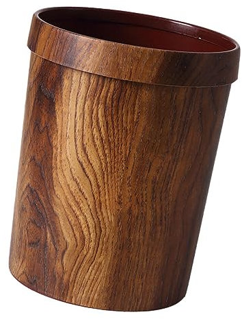 Alipis Corbeille à Papier En Bois Naturel - Petite Poubelle Ronde Pour Bureau, Salon, Hôtel