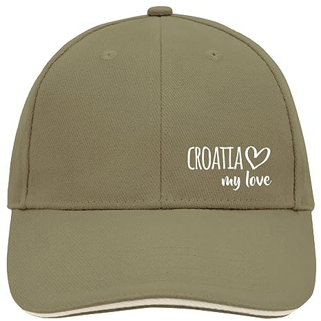Huuraa Cappy Mütze Croatia My Love Olive/Beige Baumwolle 6-Panel Kappe Geschenkidee