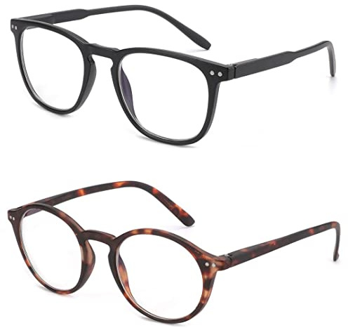 ZENOTTIC 2er-Pack Blaulichtfilter Brille & Lesebrille für Damen und Herren, quadratisch und rund, Anti-Glanz, für Sport und Computerspiele