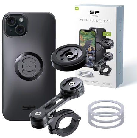 SP CONNECT Moto Bundle mit Anti Vibration Module | SPC+ | kompatibel mit iPhone 15 Plus Handyhalter für Motorrad Bike Moped Roller | Gadget Halterung für Navi