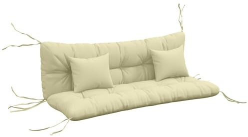 Outsunny Ensemble de 4 Coussins d'Extérieur pour Balancelle de Jardin Crème