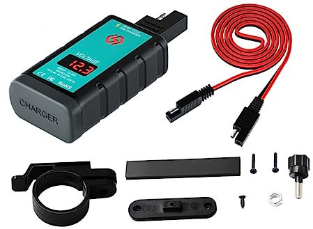 SOLUSTRE 1satz Motorcycle SAE Type Charger Adapter Mit Voltmeter Schnelles Für Handy Kamera USB Type- Überlast Und Kurzschlussschutz Einfache Installation