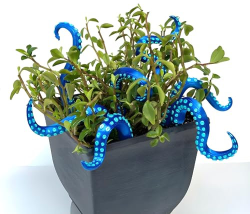 Poranlem Octopus Tentakel Pflanzenstecker gruselige Gartendekoration leuchtet im Dunkeln, niedliche Oktopus-Geschenke, Set mit 7 lustigen Tierfiguren, Heimtischplatte, dekorativ