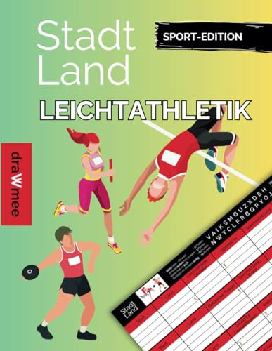 Stadt Land Leichtathletik - Quiz Geschenk für Fans & Sportler: Spielblock mit 35 Blatt Din-A4 (Seiten zum Ausschneiden)