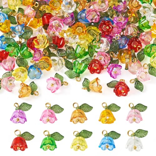 Beadthoven Blumen-Charms zum Basteln von Halsketten, Armbändern, Ohrringen, Schmuckherstellung, Messing