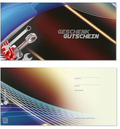 GESCHENKGUTSCHEINcom by POS-HAUER. 10 Gutscheine, blanko zum selber Ausfüllen. Für Autowerkstatt Autoreparaturen, Werkstattgutschein.