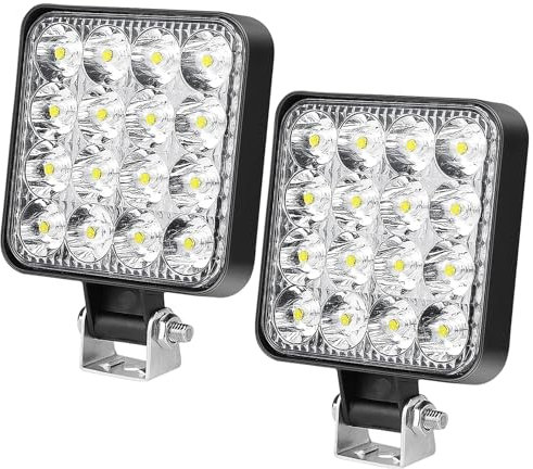 HOSPAOP LED Arbeitsscheinwerfer 12V LED Strahler 48W Offroad Zusatzscheinwerfer IP67 Auto Scheinwerfer Rückfahrscheinwerfer Beleuchtung für Trecker Bagger SUV UTV ATV, 2 Pack
