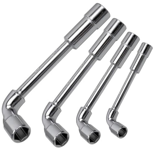 LEAUM Rohrsteckschlüssel L-förmiger Sechskantschlüssel 4 Teiliges Set (Metrischer 6mm 7mm 8mm 10mm) Steckschlüssel für Sechskant Muttern, für Drahtseilklemme (M3 M4 M5 M6 M8) Heim und Fabrikgebrauch