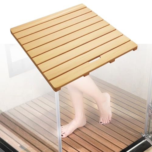 Aeveot Tapis de Douche Tapis Douche Antidérapant, Caillebotis Douche, Tapis de Bain Utilisé pour Salle de Bain, Caillebotis Bois, Plancher de Douche Carré Résistant(Dark Color,30cmx30cm)