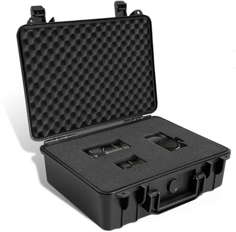 JIANFA Hard Case with Foam 280 x 240 x 130mm, Portable Waterproof Flight Case with Customizable Foam, IP67 Water Proof Grade Pelican Cases for Drones, Camera and Equipments(Black)
