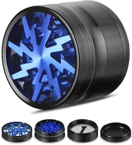 Soulpala Grinder Moulin à Epicé 2.5 inch Moulin à Spices, Spice Grinder en Zinc Alliage avec 4 pièces Moulin à Pollen Grinder Tamis pour épices séchées, aromatiques