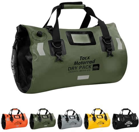 Bolsa de lona impermeable para hombres y mujeres, mochila seca enrollable con correas de fijación rápida, bolsa de sillín de motocicleta para motociclismo, rafting, canotaje, kayak, viajes, 48 L