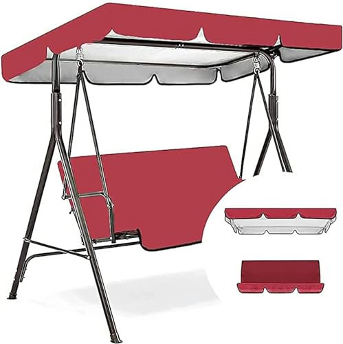 3 Seat Patio Swing Canopy Cover Set Replacement Awning for Swing Chair Outdoor Garden Furniture Protection Durable Waterproof Glider Swing Cover