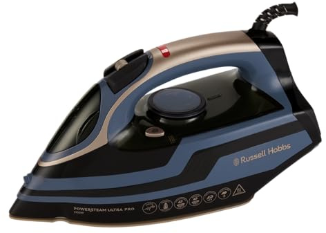 Russell Hobbs Steam Iron [3100W, 70g/min steam,30sec heatup,350ml water tank ] Powersteam Ultra Pro (210g in one powerful burst, Self-cleaning and anti-calc function, Auto-shut off, anti-drip) 28630