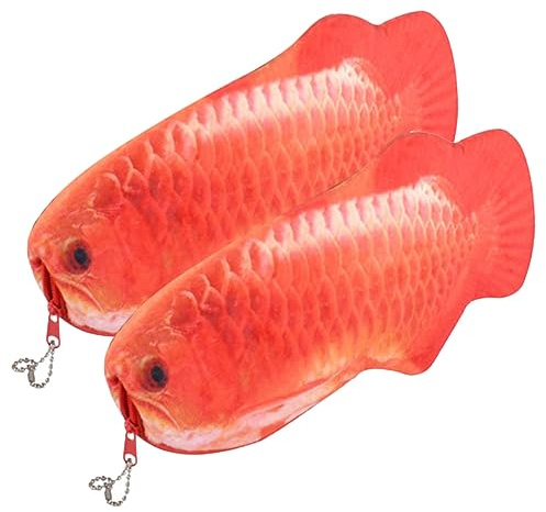 HOMSFOU 2 Stück Plüsch Bleistifttaschen Mit Reißverschluss Cartoon Fisch Federmäppchen Für Kinder Schüler Schreibwaren Organizer Tragbare Stiftemäppchen Für Schule Und Reise