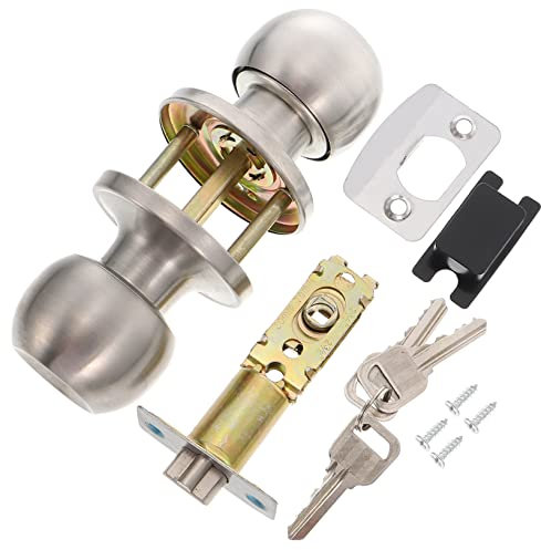 NUOBESTY Cerradura De Puerta Interior Con Llave De Acero Inoxidable Pomo De Puerta De Tres Barras DiseñO Resistente Y Duradero Para Dormitorio Y Uso En El Hogar