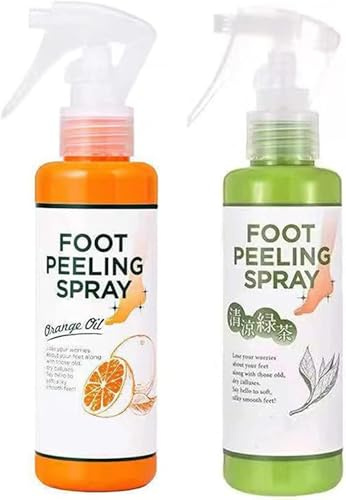 Foot Peeling Spray Orange Oil, Foot Peeling Spray That Remove Dead Skin, Tea Tree FootPeelingSpray, Hydrating Nourish Peel Off Sprays,Remove Dead Skin within Seconds (Orange+Green, 220ml)