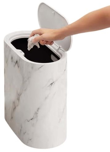 Genérico Papelera Pequeña Para Baño,Cubo De Basura Decorativo Con Tapa - Pequeño Con Tapa Para Cocina Baño Dormitorio Lavandería Hogar