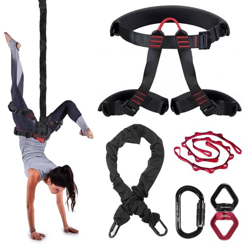 DASKING Upgraded Ariel Yoga Bungee Fitness Equipment Set, Adjustable Bungee Fitness Harness Cord Workout Equipment for Home Gym Exercise Grawyti Yoga Flying Sling Bungee Dance Rope Kit