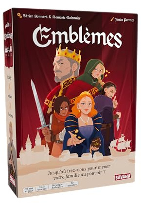 SAVANA Emblèmes - Jeu de Société Stratégique Familial - Luttez pour Le Pouvoir dans Un Royaume Divisé - Jeu de Cartes dès 10 Ans - 3 à 5 Joueurs, 20 Minutes