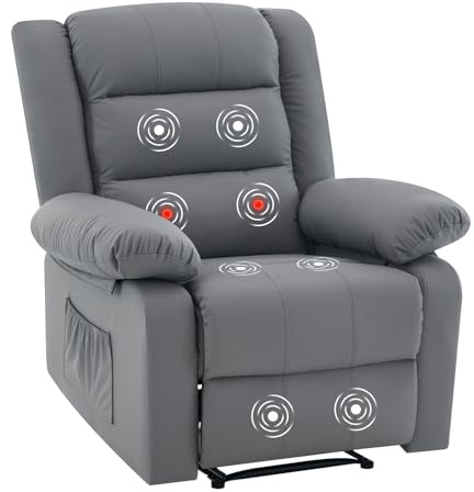 Zuacs Massagesessel mit wärmefunktion, fernsehsessel elektrisch verstellbar, relaxsessel mit liegefunktion，Sessel Wohnzimmer, lesesessel bequem, Relaxsessel elektrisch (Grau)