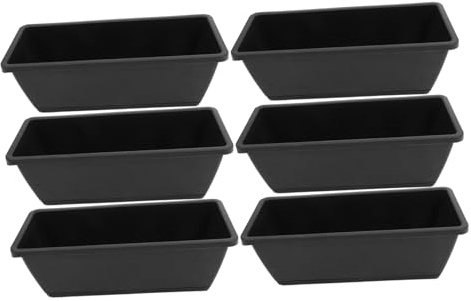 UKCOCO Plastique Noir Jardinières Rectangulaires Soucoupes Lot de 6 | Circulation D’eau, Bec Verseur et Pieds Surélevés, pour Patio ou Intérieur, Adaptées aux Plantes et Succulentes