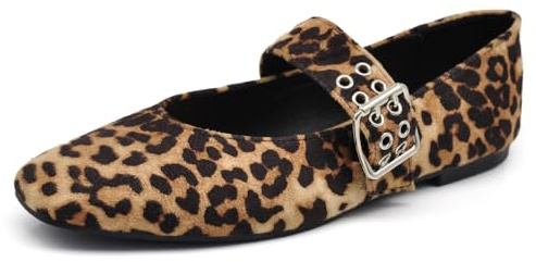 IF Fashion Ballerine Friulane Scarpe Veneziane da Donna con Cinturino Largo Mary Jane Q2569 Leopardato N.37