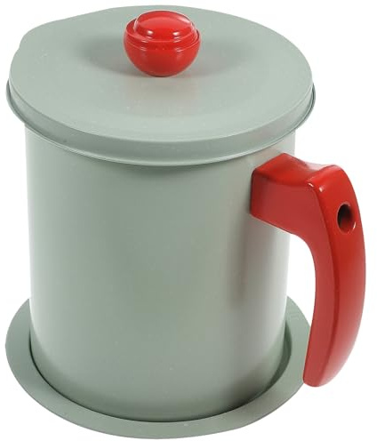 DEARMAMY Filtro Olio Acciaio Inossidabile con Coperchio Anti-polvere Contenitore Grasso e Brocca per Cucina Filtro Olio per Sughi e Grasso da Frittura