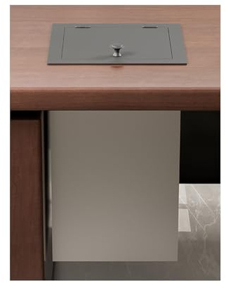 WRJAHCG Cubo De Basura Cocina Empotrada, Papelera Empotrada Tapa De Acero Inoxidable,Escritorio Empotrado,Cubo Basura Baño,Tapa De Cubo De Basura Integrada para Encimera,Gray Lid + Can