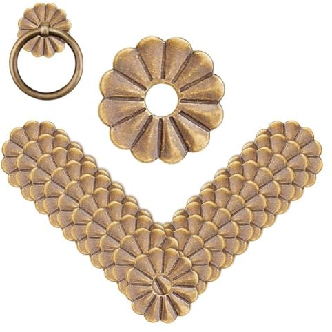 SUPERFINDINGS 30 rondelle rotonde in ottone con piastra posteriore in bronzo antico 24 mm/2,5 cm, accessori per mobili classici per cassetti, cassettiere, armadi, decorazione