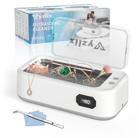 Ultrasonic Cleaner, 49kHz High Frequency Ultrasonic Jewellery Cleaner, 640ML Jewelry Cleaner with 5 Smart Modes, LED Display, Silver Cleaner for Jewellery for Necklaces, Jewellery, Glasses