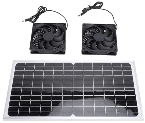 KIMISS Kit de Ventilateur de Ventilation à énergie Solaire, Double Ventilateur d'extraction de 16 W pour Poulaillers, Serres, Animaleries – Système de Ventilation Solaire Efficace