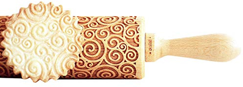 Holz Teigroller/Nudelholz mit Prägung Spiralen