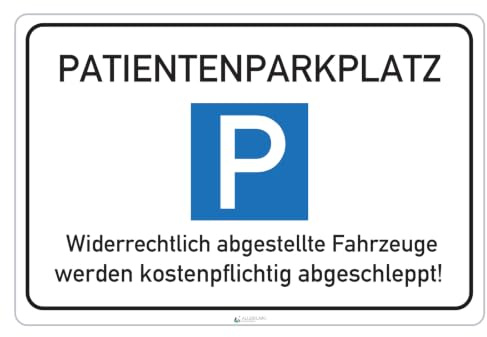 AllesKlaro® - Patienten Parkplatz - Hinweisschild - Querformat - stabile 4 mm Alu Verbundplatte (30 x 20 cm)