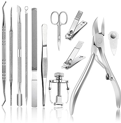 JTIEO Toenail Clippers 12-Piece Nail Treatment Foot Tool, Ingrown Toenail Removal Correction Clippers, Surgery Grade Nail File Lifter, Professional Pedicure Tool.
