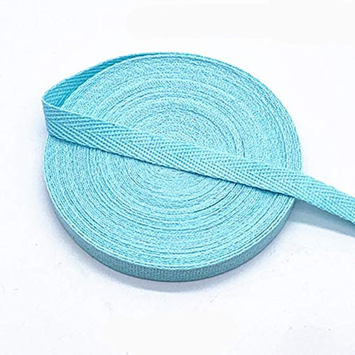 Egurs Bunt Gurtband aus Baumwolle 45m x 10mm Weich Gewebt Twill-Band Baumwollband Baumwollkordel Schrägband Köperband Twillband Fischgräten-Bänder zum Nähen Dekoband Nähenband Hellblau