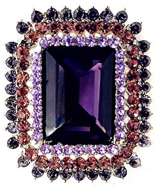 Dreamlandsales Broche de piedra púrpura con forma rectangular de estilo vintage victoriano y pin Art Deco chal y accesorio de envoltura, 1.36 x 1.18, Cristal, Crytsal