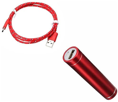 Pack Batterie pour OnePlus 9 Pro Smartphone Type C (Cable Tresse 3m + Batterie Chargeur Externe) Android 2600mAh (Rouge)