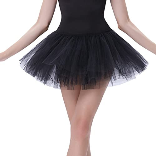 Tüllrock Tutu Damen,Tanzkleid Damen Tütü Rock Minirock 4 Lagen Petticoat Tanzkleid Dehnbaren Tutu Rock Ballettrock Tüllrock für Party