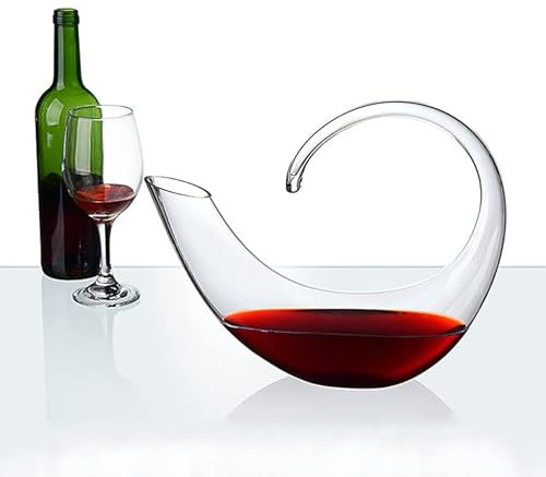 King Crystal Cygnus Rotweinkaraffe,100 % mundgeblasenes Kristallglas,1.2 l Kristallglas Weinkaraffe und Luftreiniger,für Hausbar,kostenloses Kristallglas, ideal als Weingeschenk oder Weinzubehör