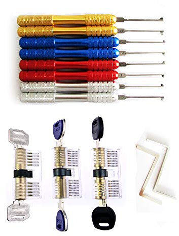 QiDAi Kaba - Kit de Ganzúas Con Cerradura Transparente, Herramientas de Doble Extremo Para Práctica y Entrenamiento de Principiantes y Cerrajeros (Juego D)